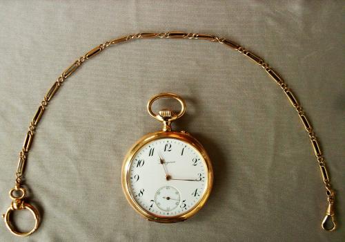 Longines vintage 1902 gold pocket watch w/ 14k solid gold chain s/n: 2’088’288