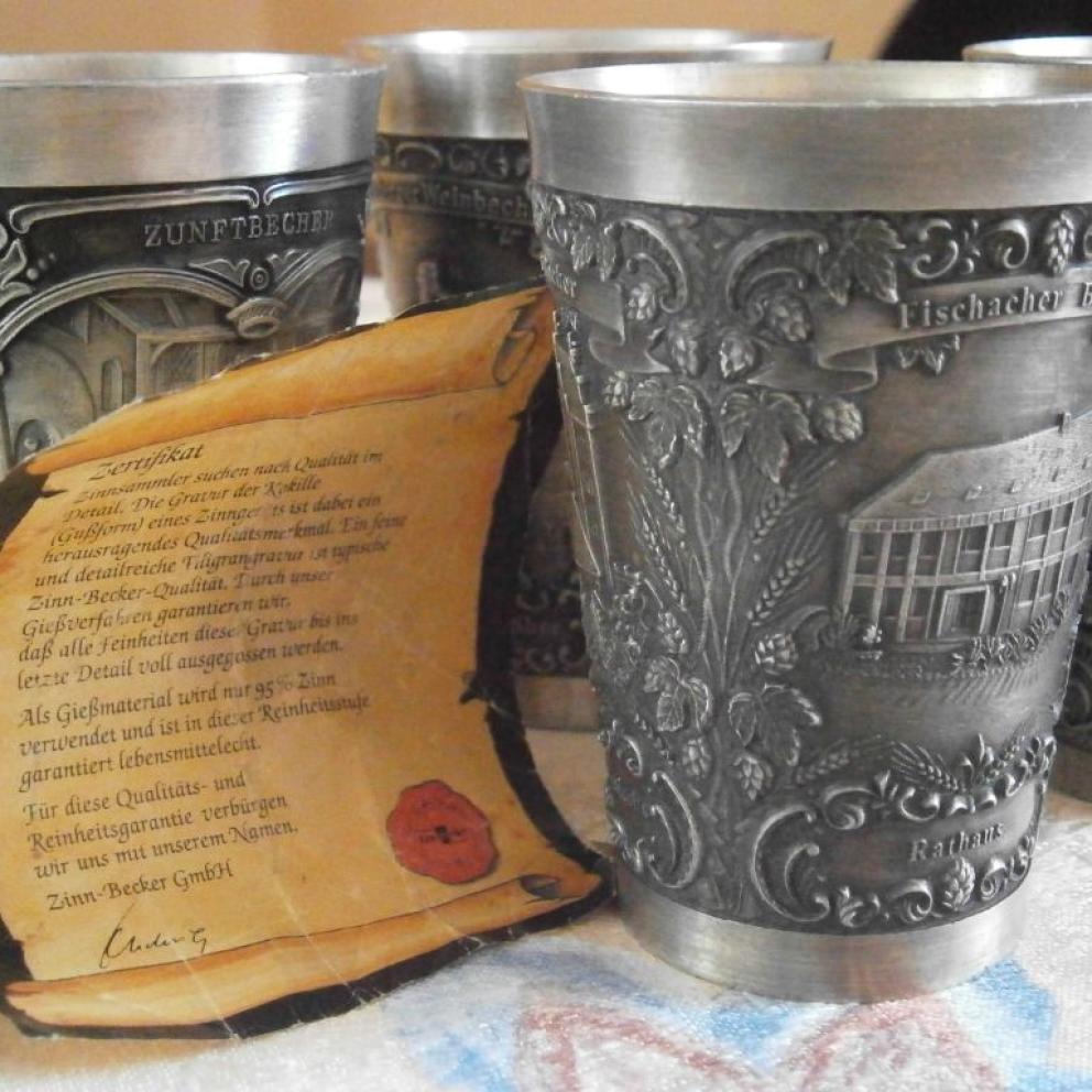 Уникални чаши zinn becker stuttgart - 95% pewter cup germany bavaria